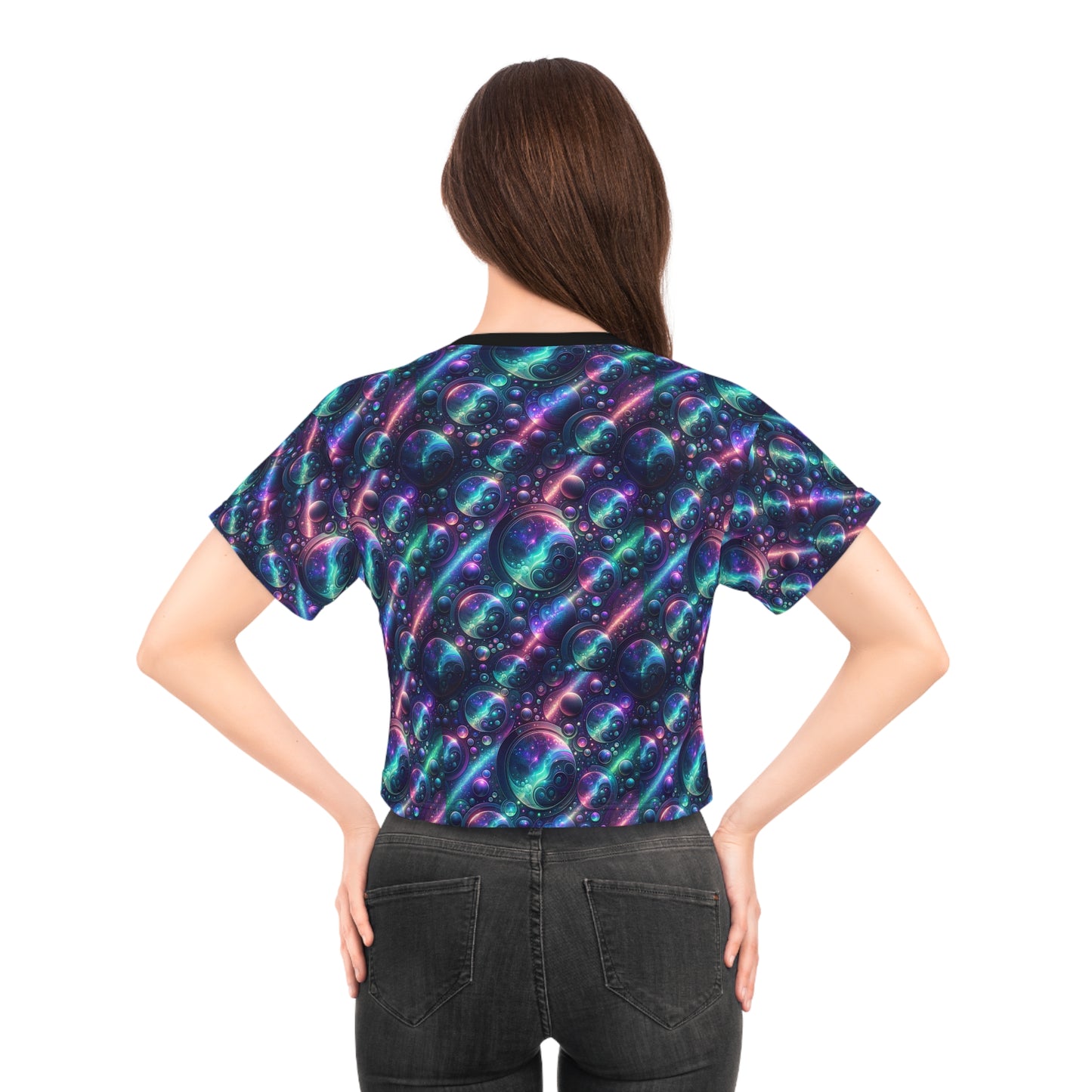 Iridescent Tech Fusion Tech-Forward Streetwear Crop Tee - 8404 Design-51