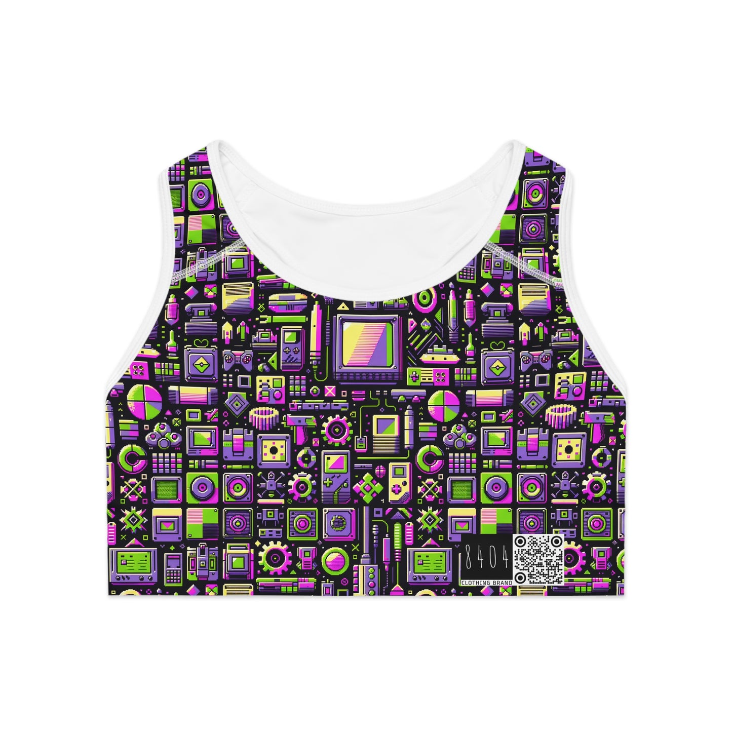 Digital Nostalgia Remix Modern Vintage Fusion Sports Bra - 8404 Design-67
