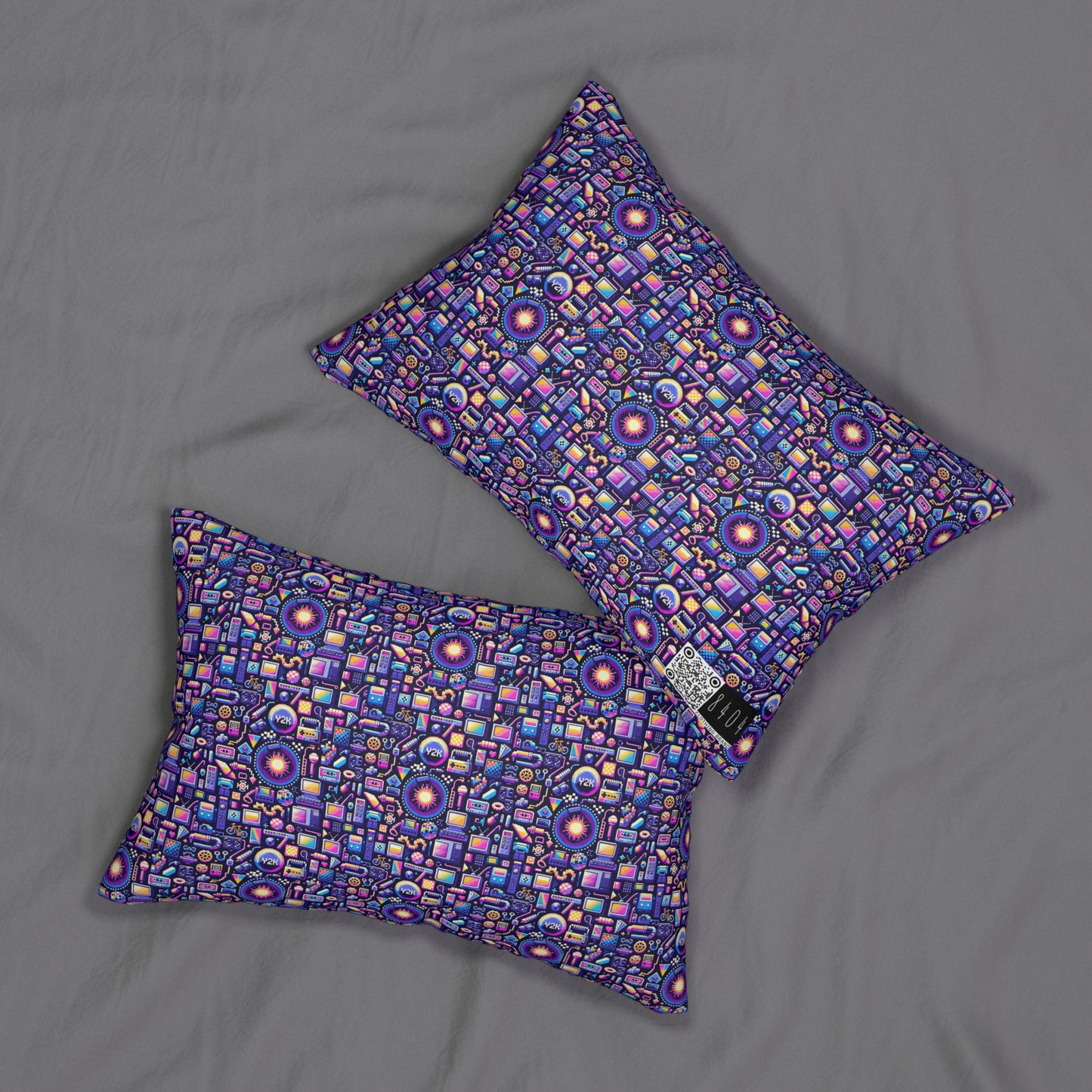 Digital Nostalgia Modern Retro Fusion Spun Polyester Lumbar Pillow - 8404 Design-64 S