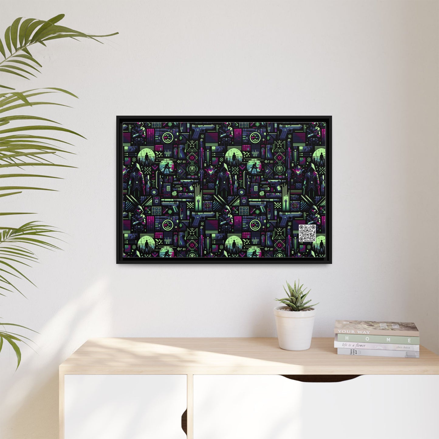 Tech Noir Futuristic Cyberpunk Matte Canvas, Framed (multi-Color) - 8404 Design-63 A