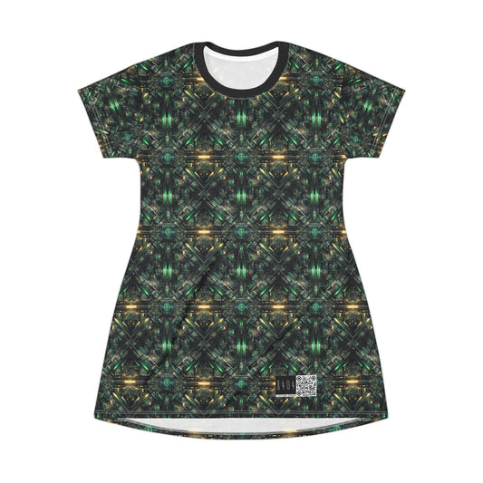 Tech Noir Graphics Tech-Inspired Streetwear T-Shirt Dress - 8404 Design-56