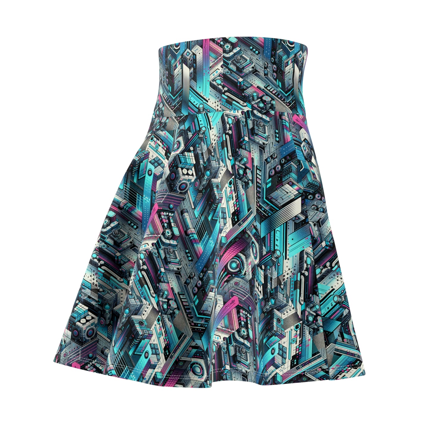 Digital Motion Futuristic Tech Women's Skater Skirt - 8404 Design-40