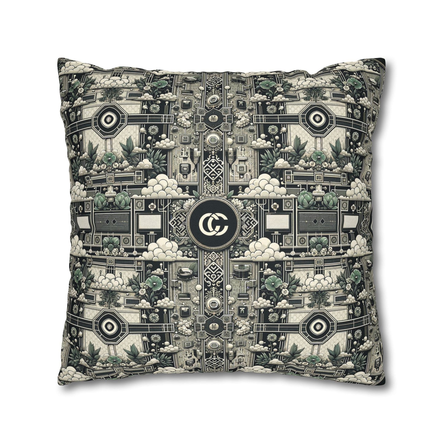 Cyber Garden Party Tech Garden Extravaganza Spun Polyester Square Pillowcase - 8404 Design-54