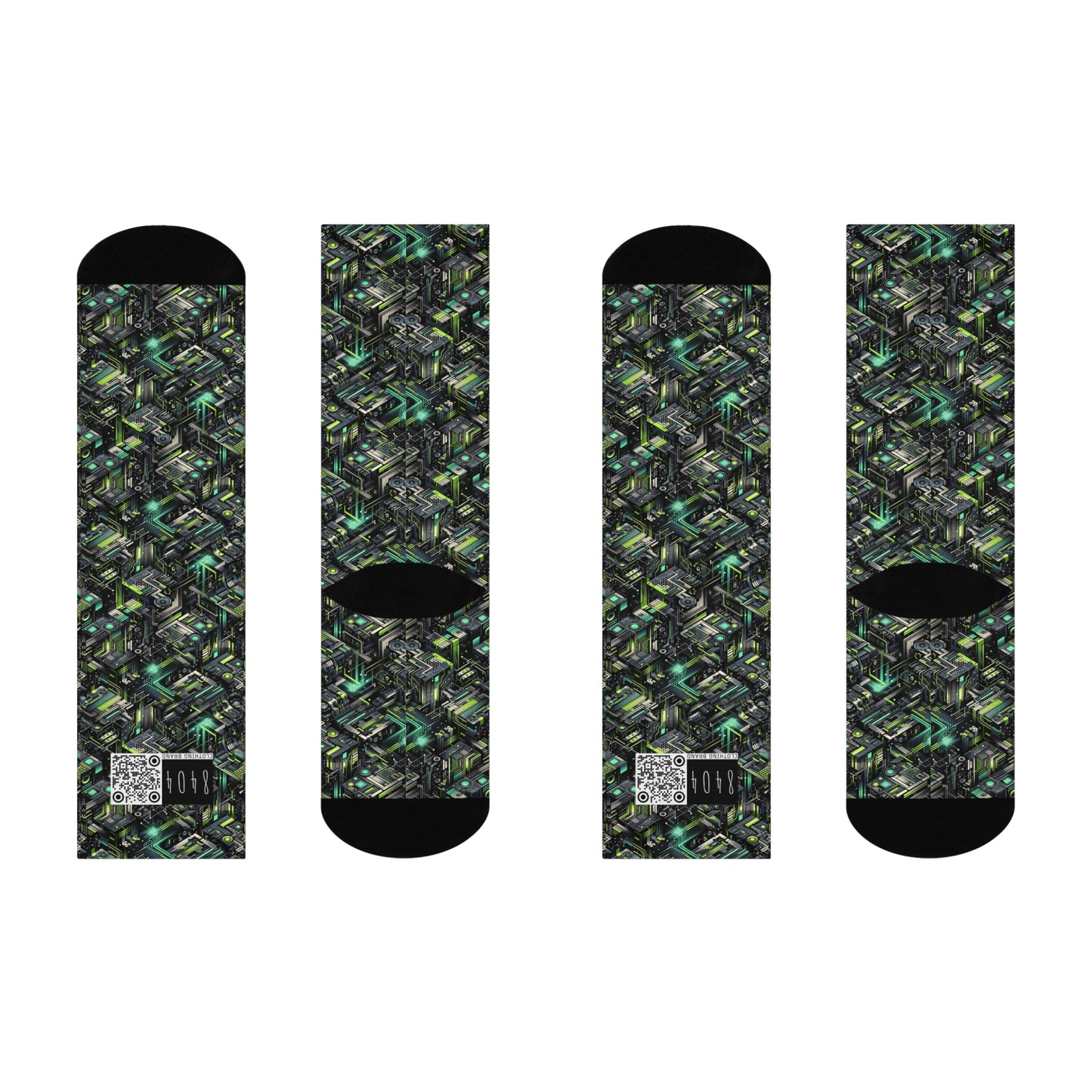 Tech-Infused Graphics Tech-Forward Streetwear Cushioned Crew Socks - 8404 Design-47