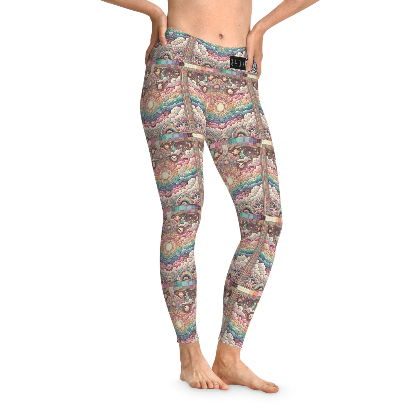 Digital Dreamland Whimsical and Nostalgic Streetwear With a Digital Twist Stretch Leggings - 8404 Design-56