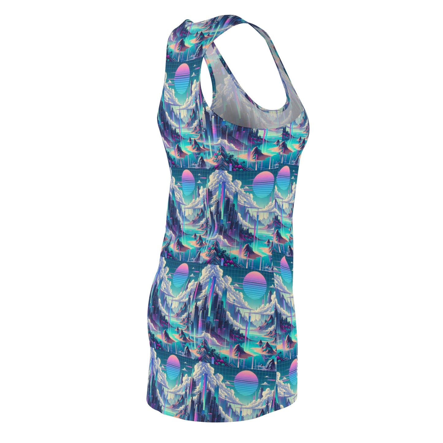 Digital Dreamscapes Digitally-Inspired Streetwear With a Dreamy, Surreal Twist Women's Cut & Sew Racerback Dress - 8404 Design-53