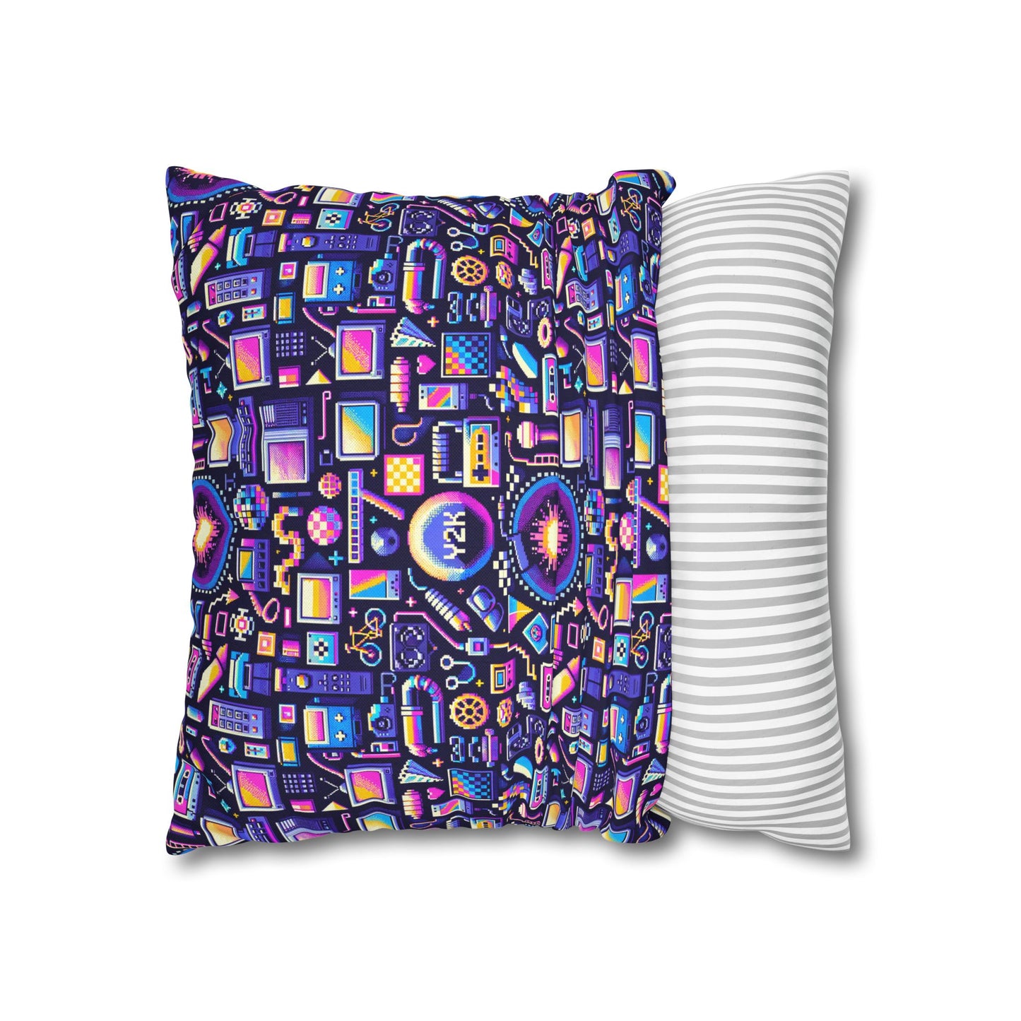 Digital Nostalgia Modern Retro Fusion Spun Polyester Square Pillowcase - 8404 Design-64