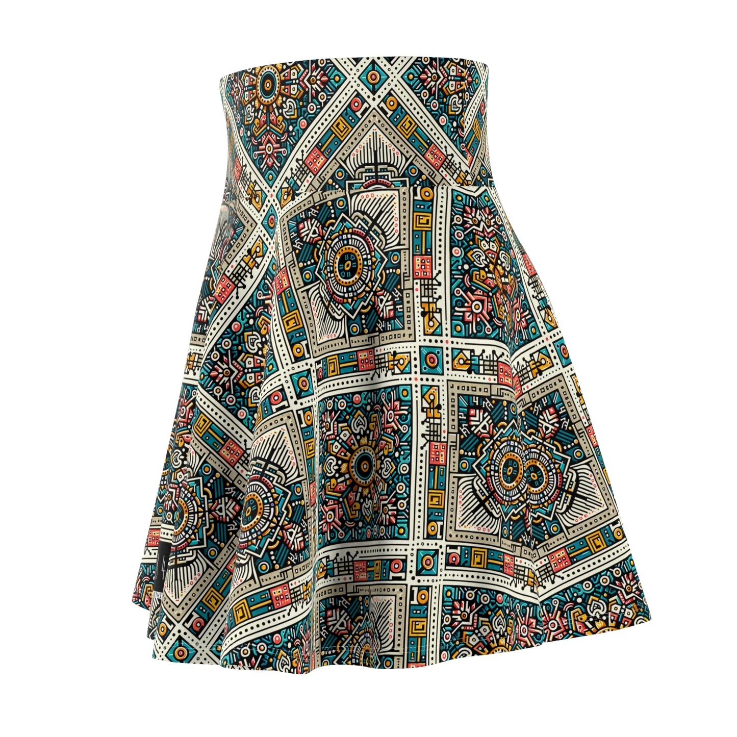Cultural Fusion Tech Blend of Cultural Heritage With Tech-Inspired Elements Women's Skater Skirt - 8404 Design-64