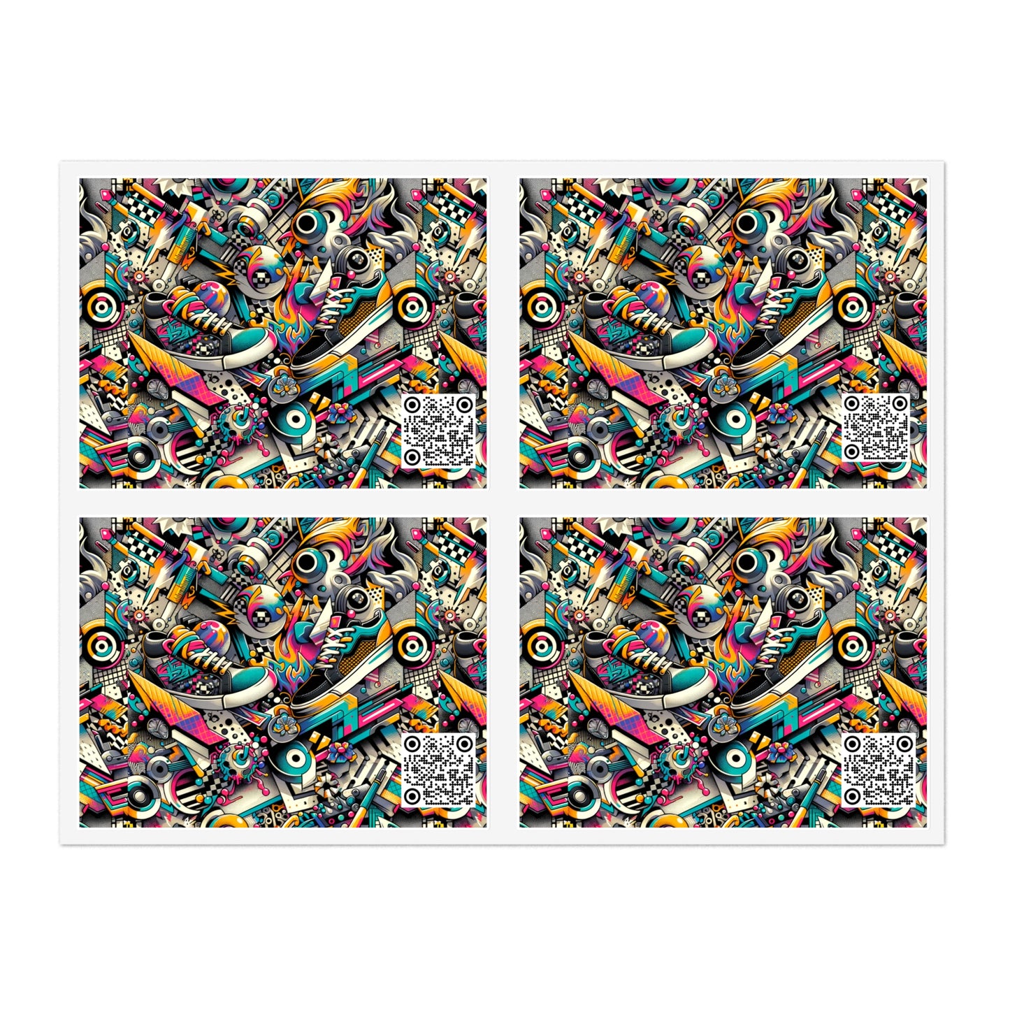 Urban Graffiti Fusion Eclectic Street Art Meets Modern Tech Culture Sticker Sheets - 8404 Design-55