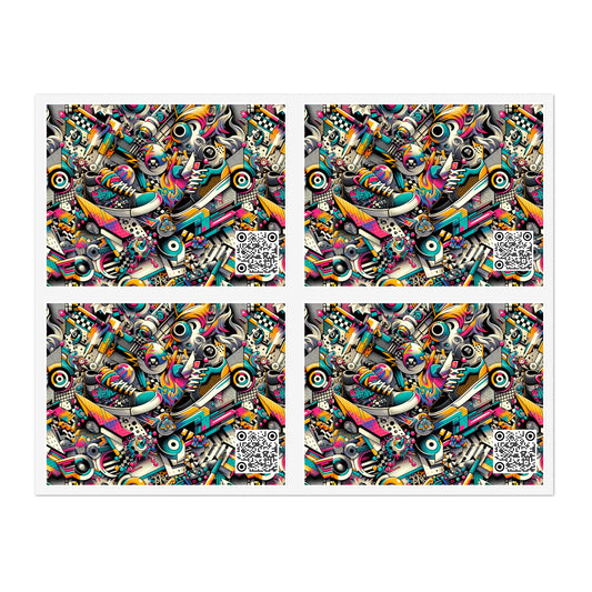 Urban Graffiti Fusion Eclectic Street Art Meets Modern Tech Culture Sticker Sheets - 8404 Design-55