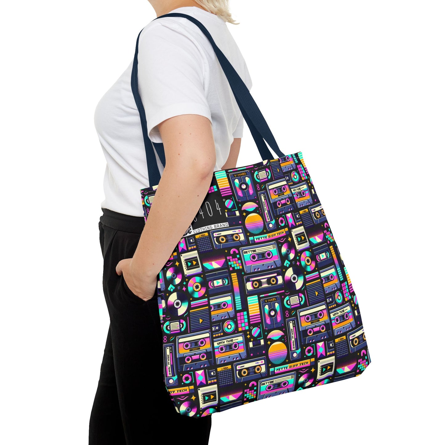Digital Nostalgia Tech-Inspired Retro Fusion Tote Bag - 8404 Design-48
