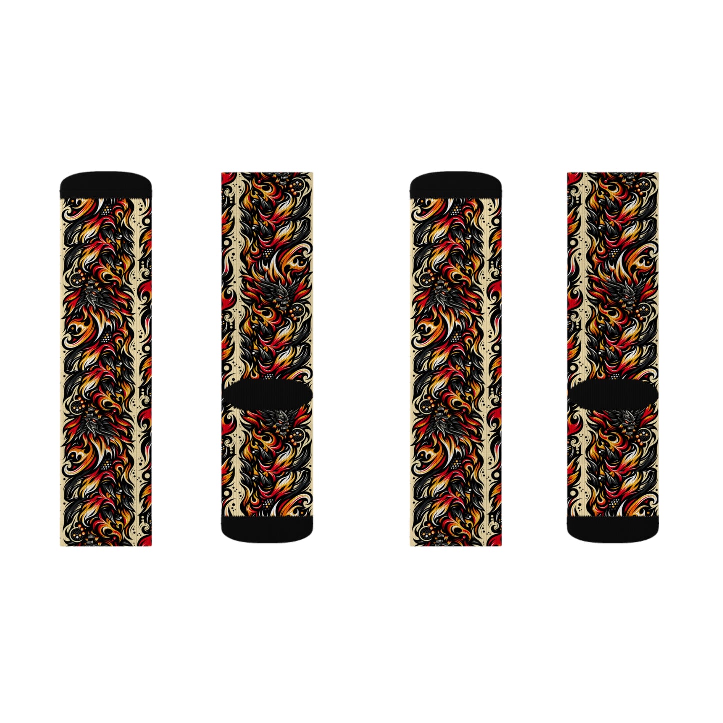 Flame Graphics Maximalist Streetwear Sublimation Socks - 8404 Design-65