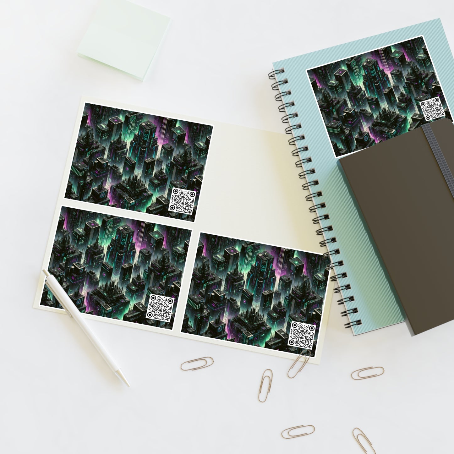 Tech Noir Aesthetics Tech-Forward Urban Dystopia Sticker Sheets - 8404 Design-44
