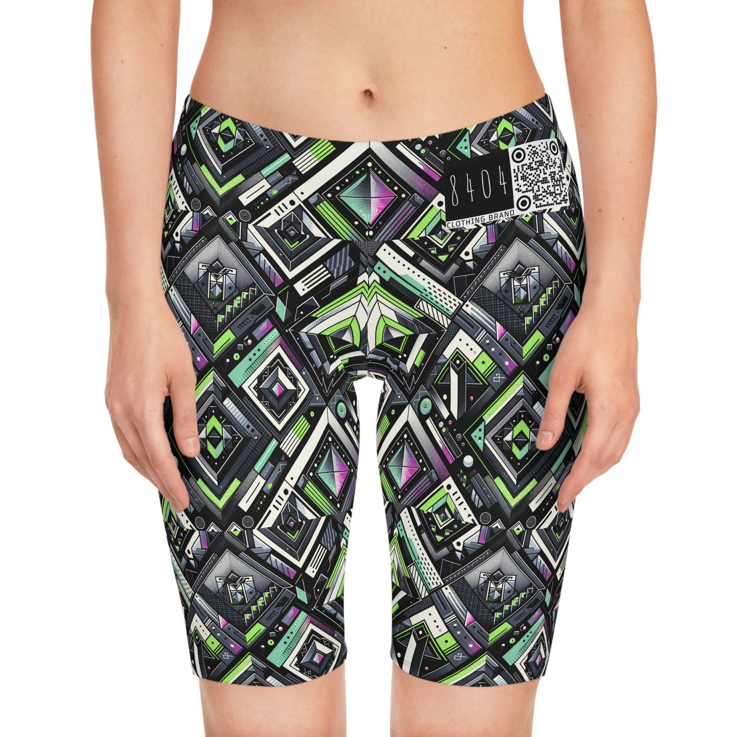 Retro Futurism Graphics Tech-Forward Streetwear Women's Bike Shorts - 8404 Design-48