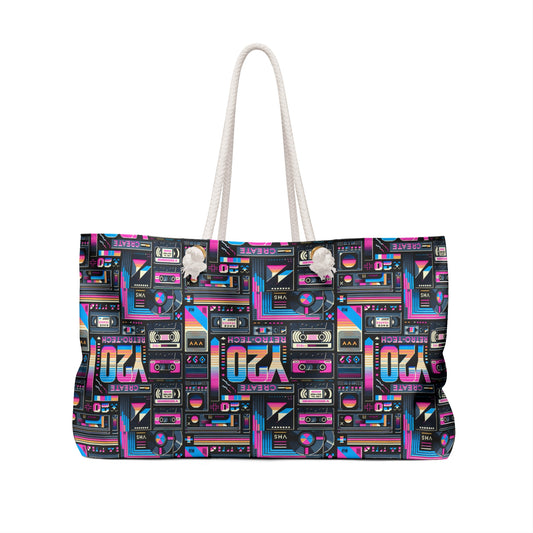 Digital Nostalgia Tech-Inspired Retro Fusion Weekender Bag - 8404 Design-65