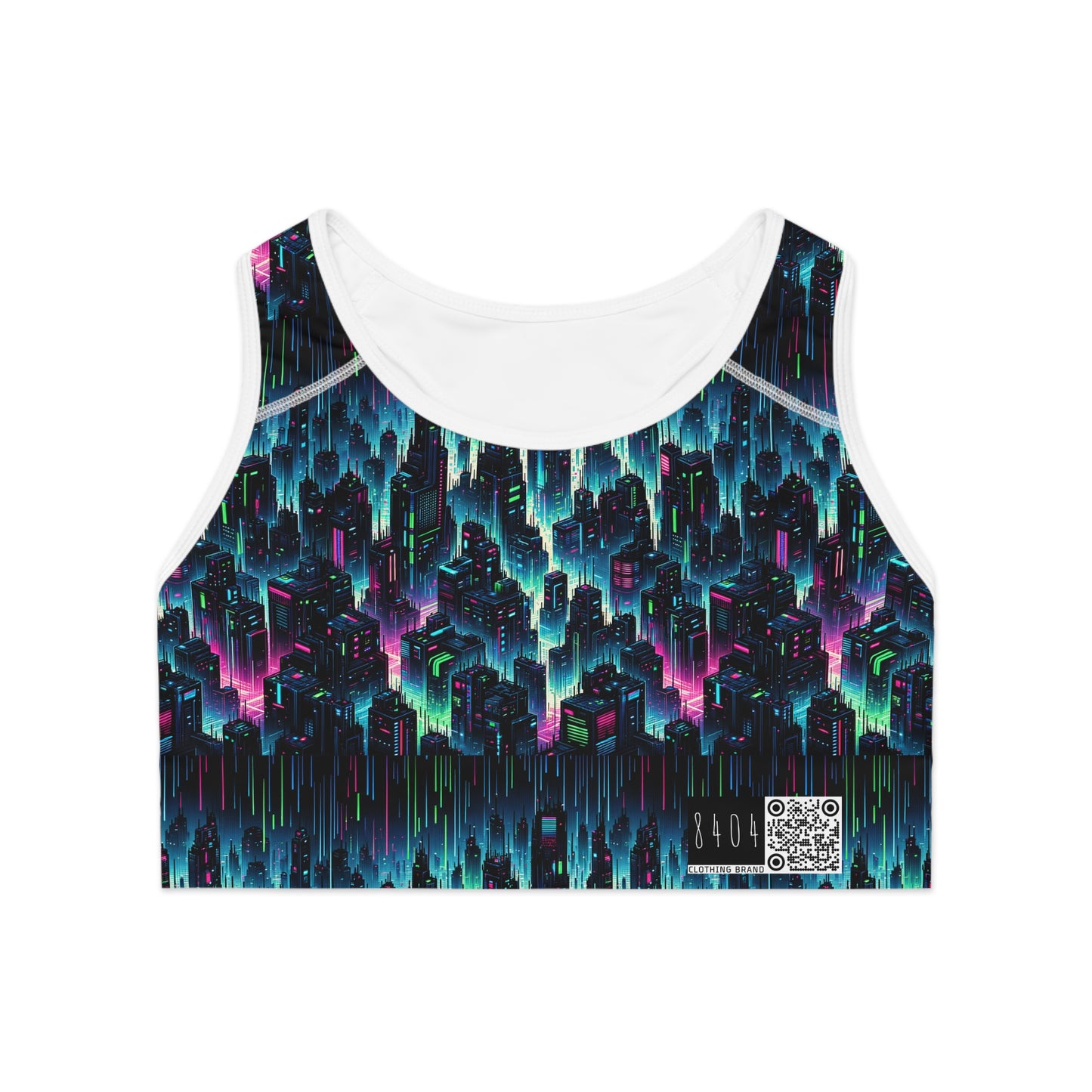 Tech Noir Graphics Cyberpunk Tech Aesthetic Sports Bra - 8404 Design-53