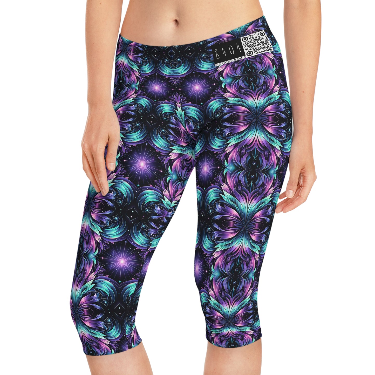 Iridescent Dream Futuristic Tech Women's Capri Leggings - 8404 Design-60