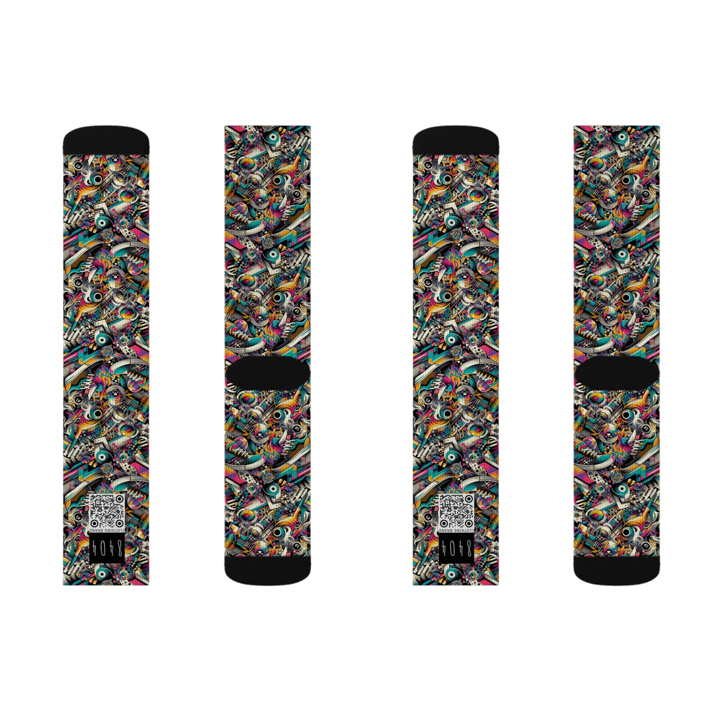 Urban Graffiti Fusion Eclectic Street Art Meets Modern Tech Culture Sublimation Socks - 8404 Design-55