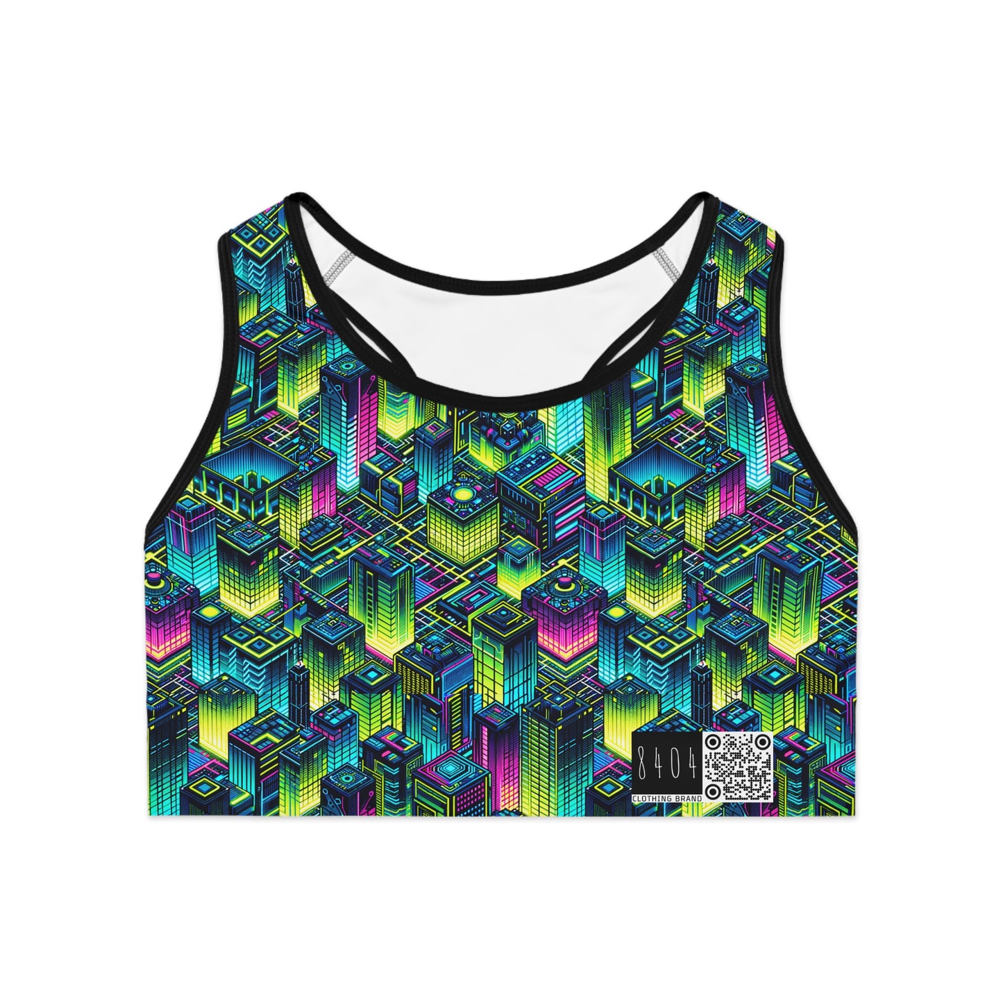Tech-Infused Neon Tech-Forward Streetwear Sports Bra - 8404 Design-65