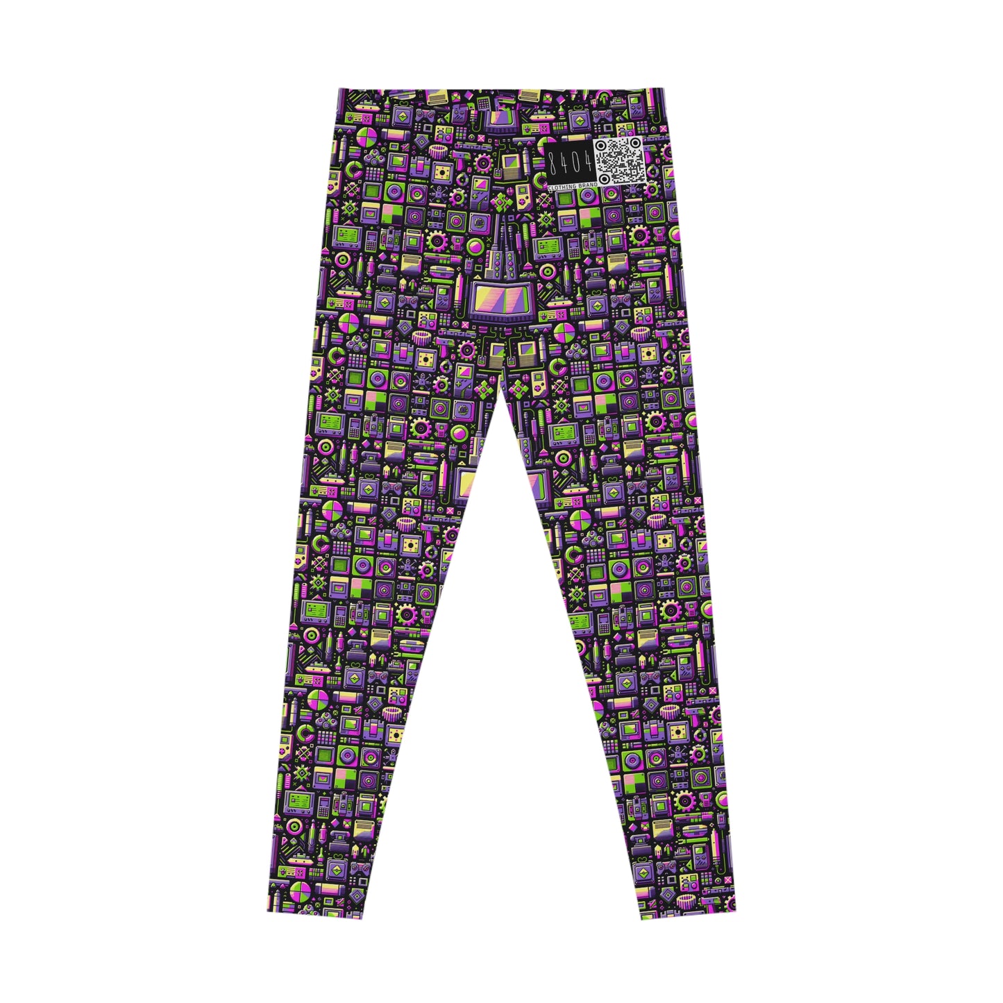 Digital Nostalgia Remix Modern Vintage Fusion Stretch Leggings - 8404 Design-67