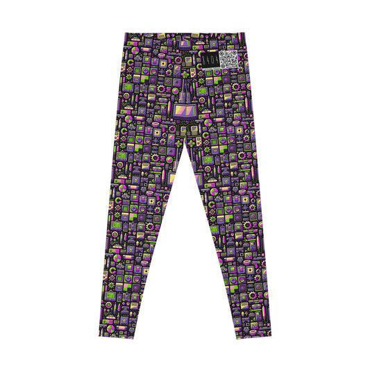 Digital Nostalgia Remix Modern Vintage Fusion Stretch Leggings - 8404 Design-67