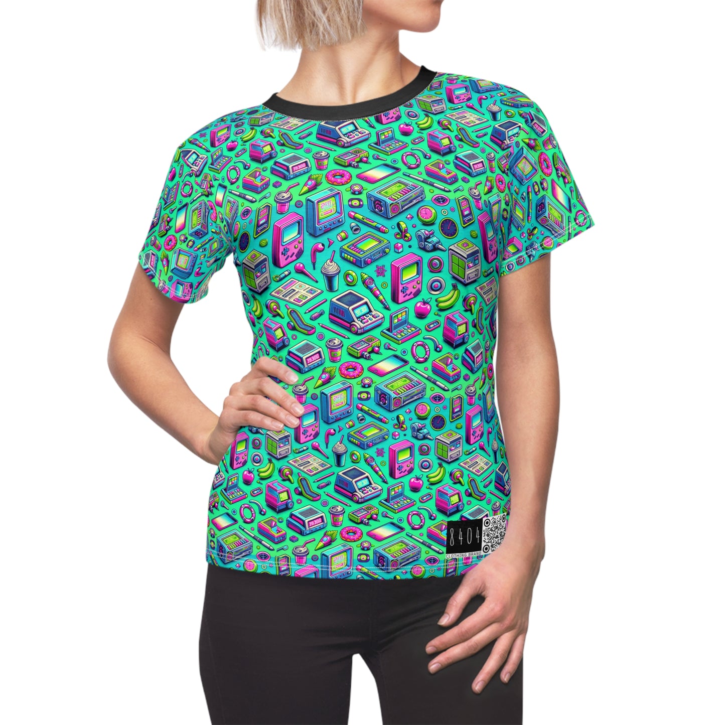 Y2k Revival Nostalgic Futurism Women's Cut & Sew Tee - 8404 Design-48