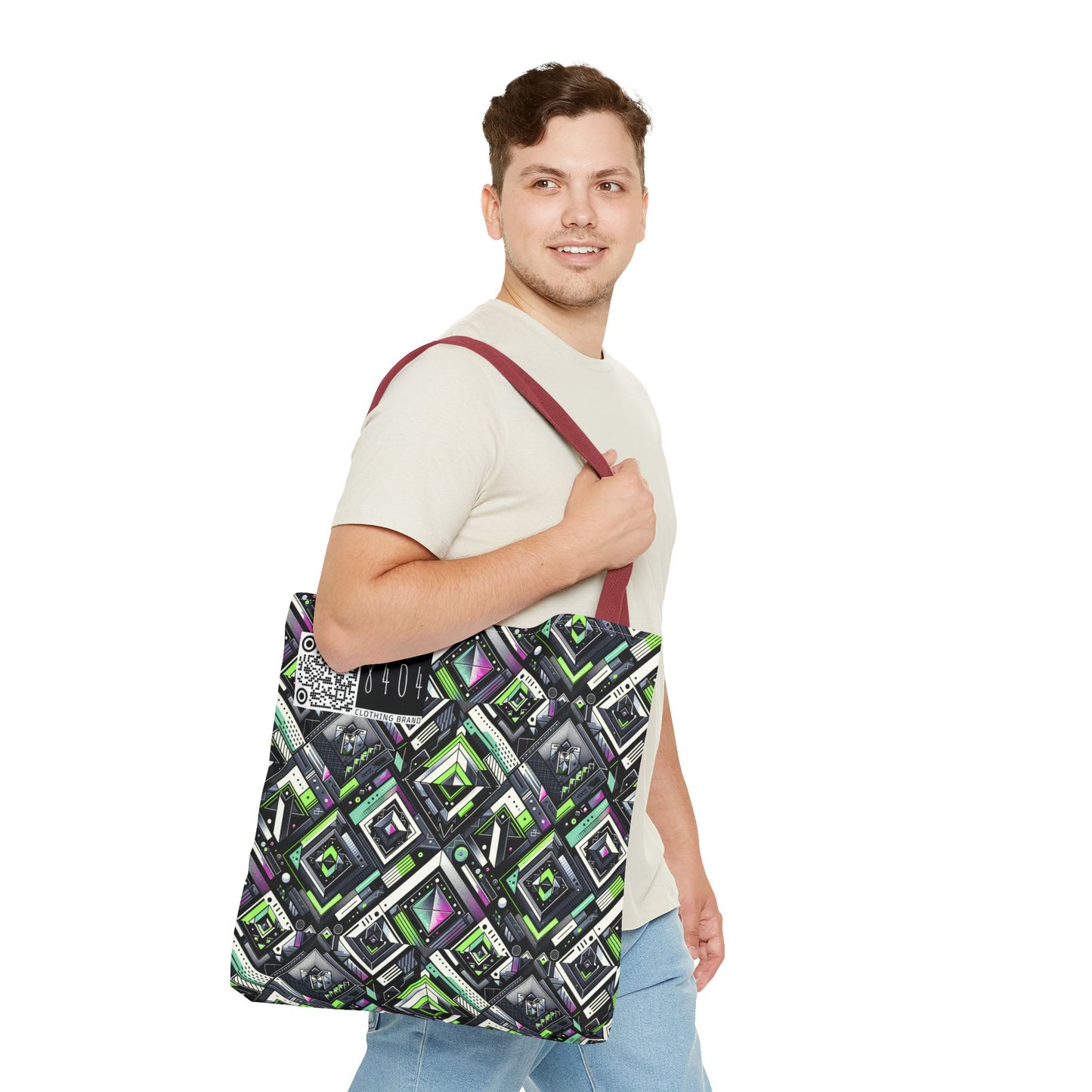 Retro Futurism Graphics Tech-Forward Streetwear Tote Bag - 8404 Design-48