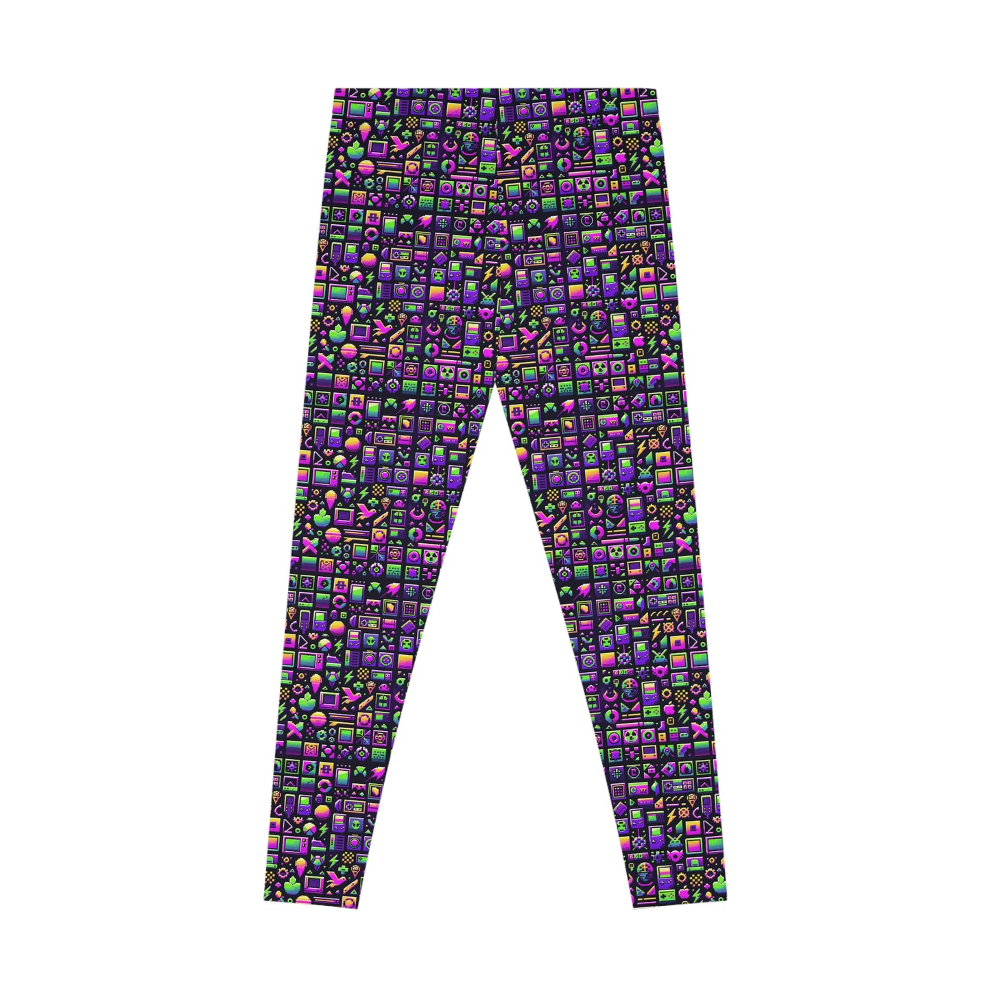 Digital Nostalgia Remix Modern Vintage Fusion Stretch Leggings - 8404 Design-49
