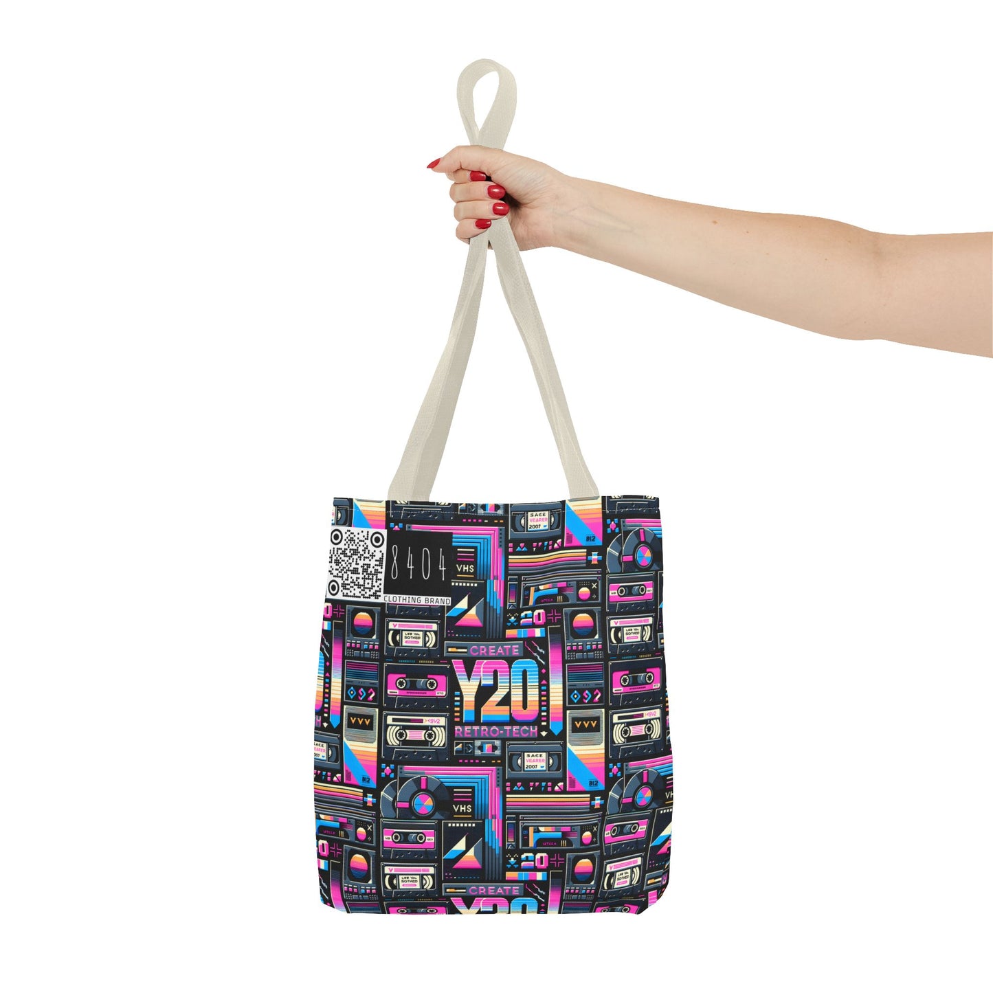 Digital Nostalgia Tech-Inspired Retro Fusion Tote Bag - 8404 Design-65