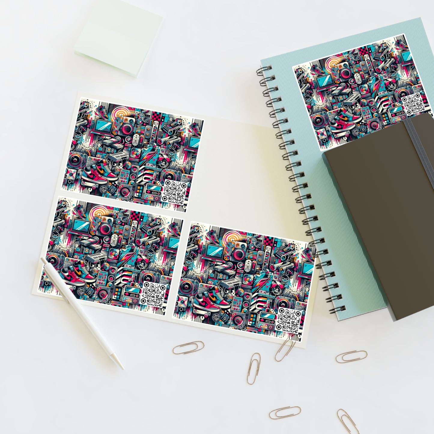 Urban Graffiti Fusion Eclectic Street Art Meets Modern Tech Culture Sticker Sheets - 8404 Design-50