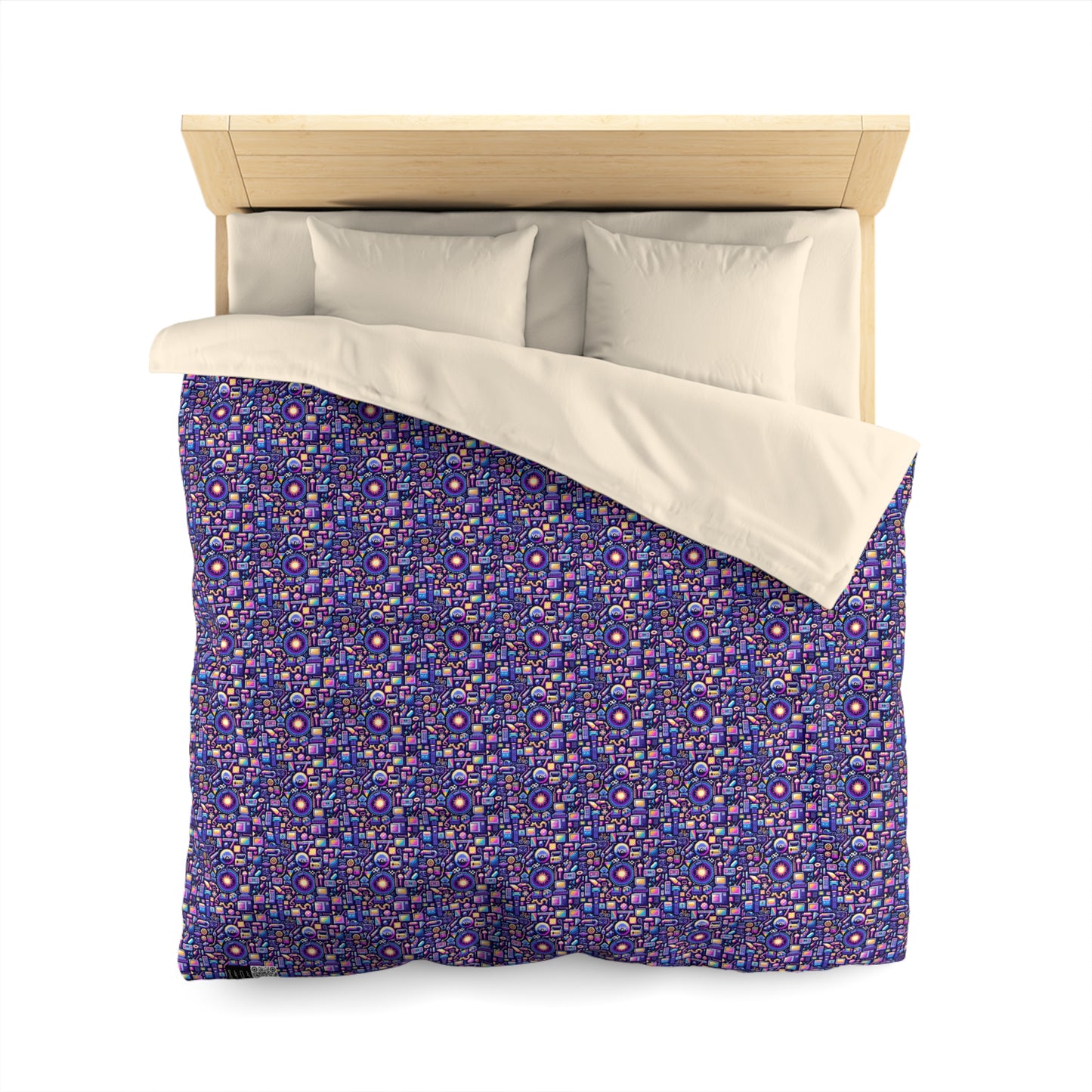 Digital Nostalgia Modern Retro Fusion Microfiber Duvet Cover - 8404 Design-64