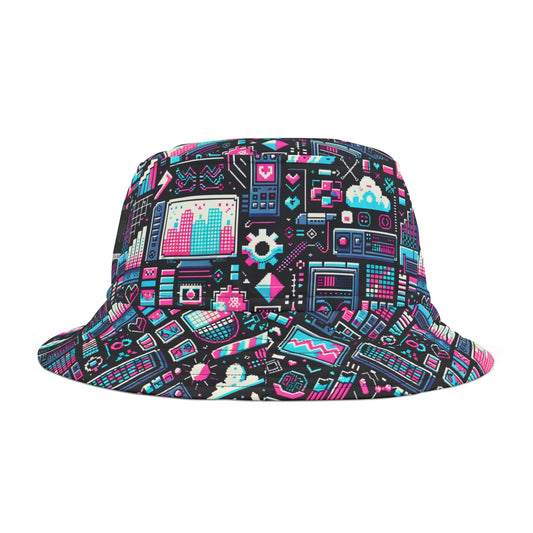 Digital Rebellion Youthful Streetwear with a Rebellious Digital Twist Bucket Hat - 8404 Design-71