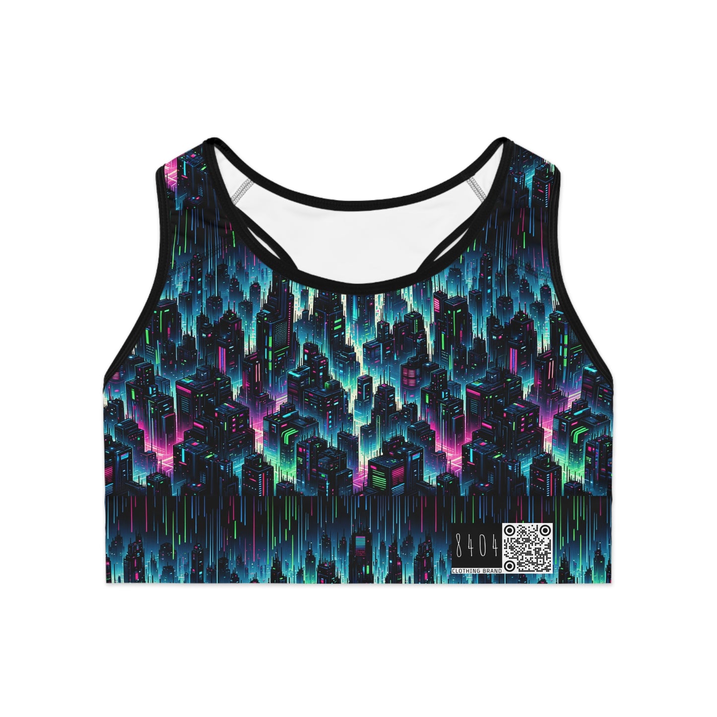 Tech Noir Graphics Cyberpunk Tech Aesthetic Sports Bra - 8404 Design-53