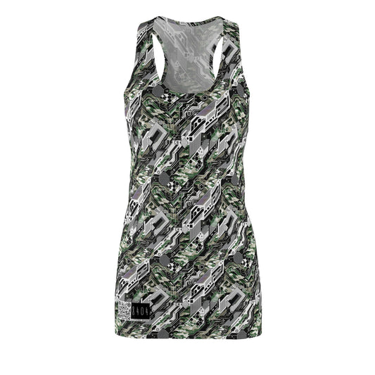 Tech Camo Fusion Tech-Forward Streetwear With a Futuristic Edge Women's Cut & Sew Racerback Dress - 8404 Design-46