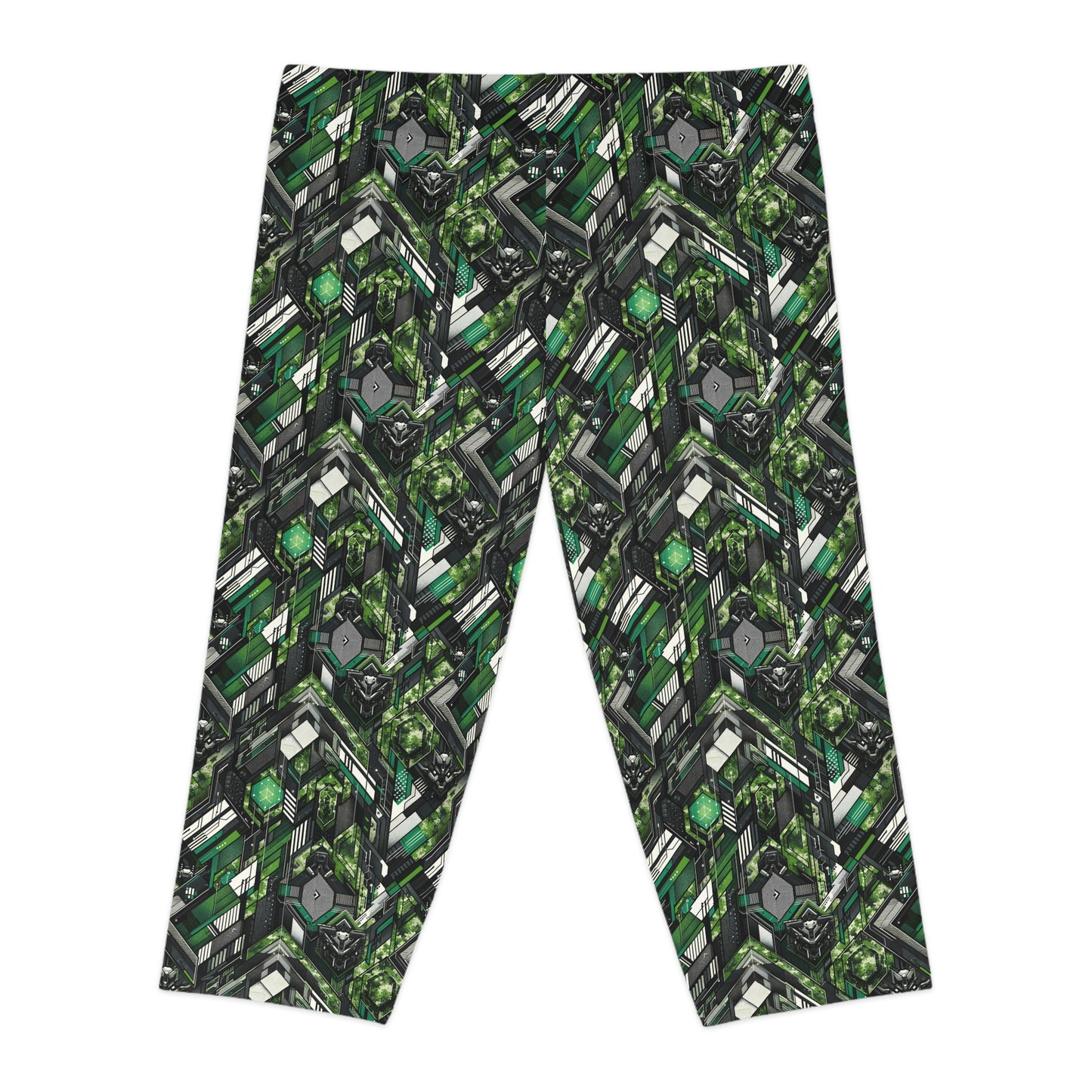 Tech Camo Fusion Tech-Forward Streetwear With a Futuristic Edge Women's Capri Leggings - 8404 Design-58