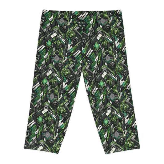 Tech Camo Fusion Tech-Forward Streetwear With a Futuristic Edge Women's Capri Leggings - 8404 Design-58
