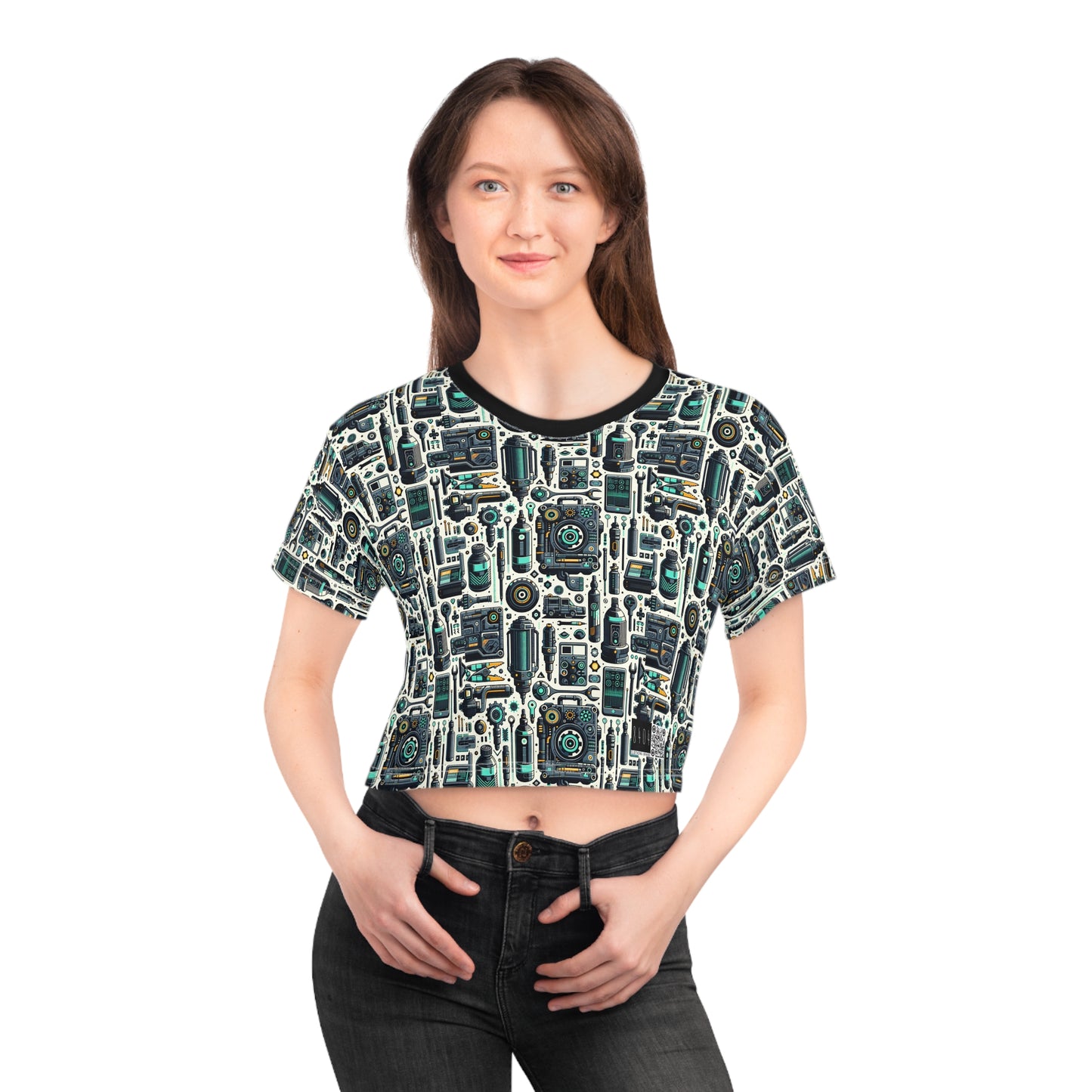 Tech Utility Fusion Modern Tech Streetwear Crop Tee - 8404 Design-53