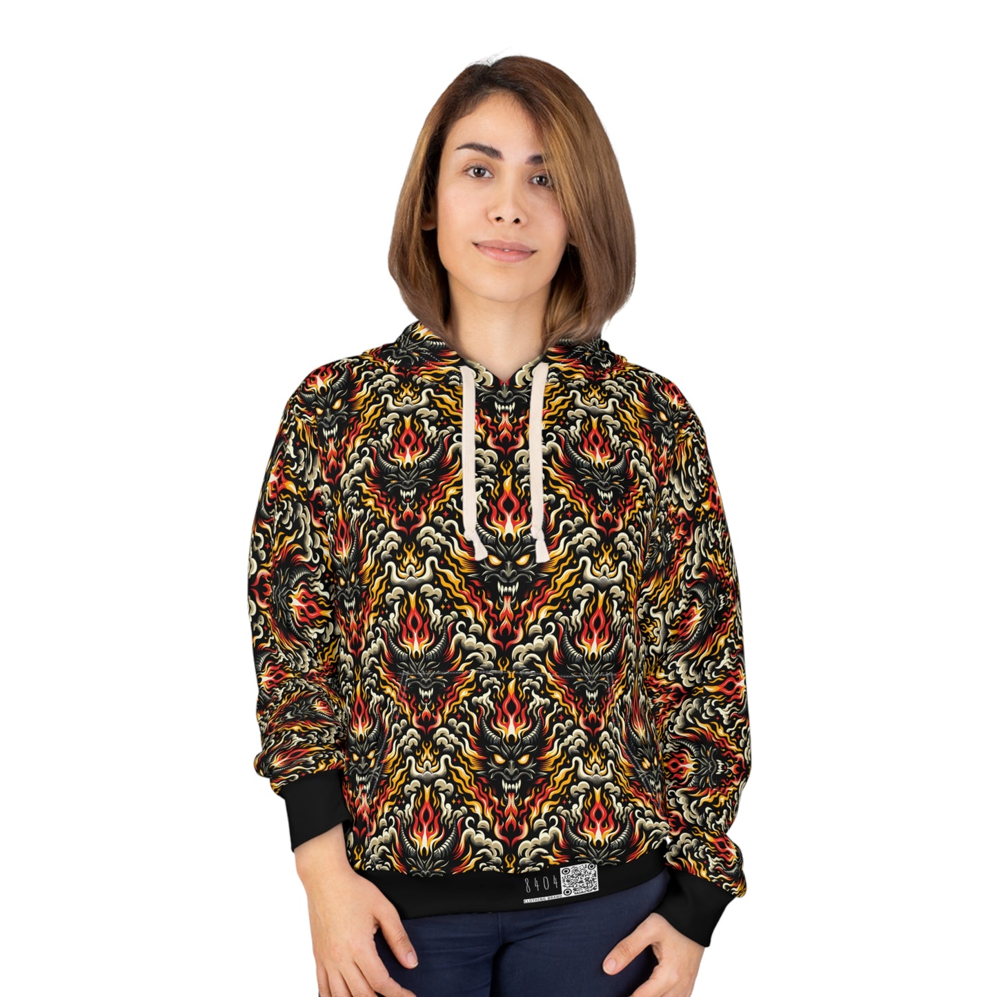 Flame Graphics Maximalist Streetwear Pullover Hoodie - 8404 Design-59