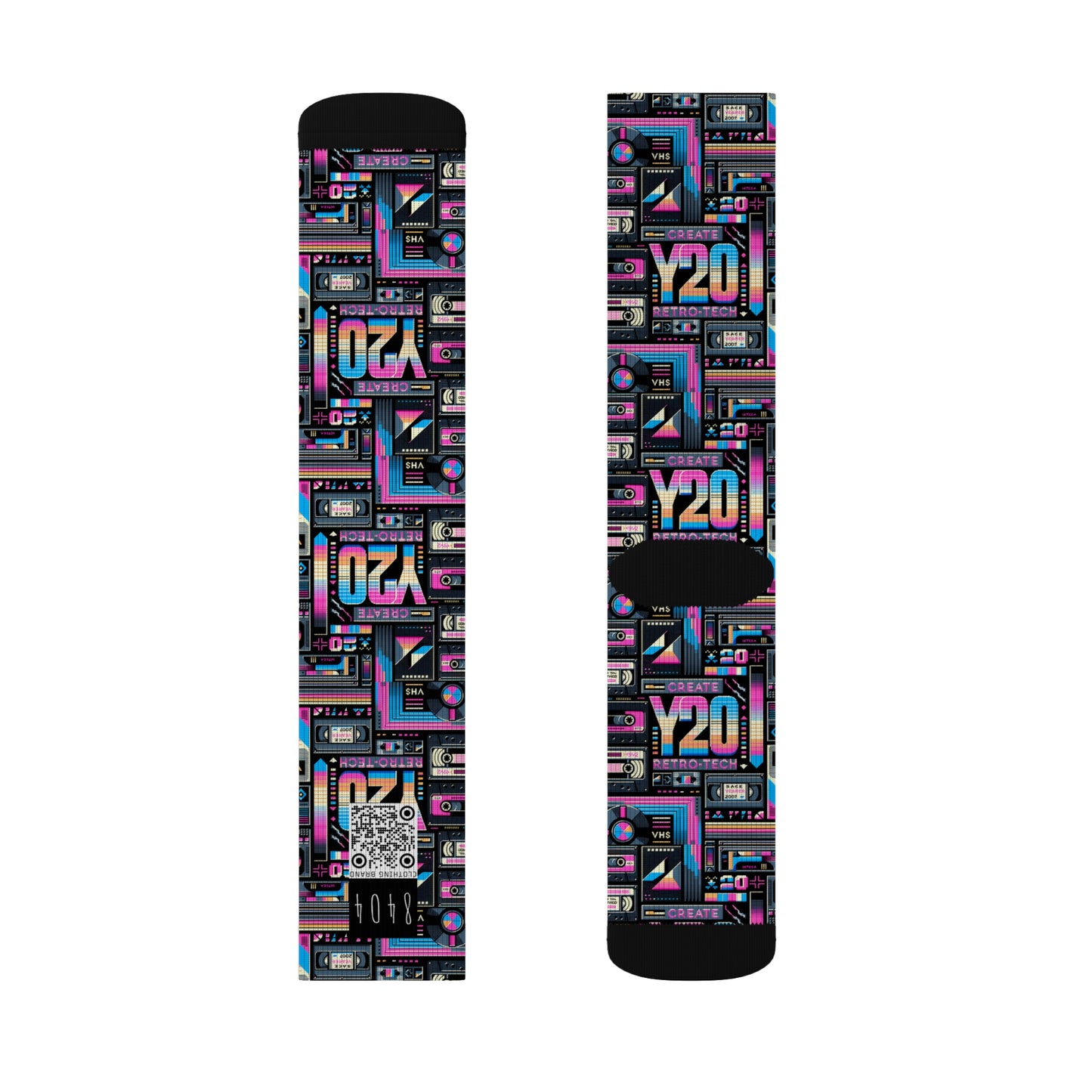 Digital Nostalgia Tech-Inspired Retro Fusion Sublimation Socks - 8404 Design-65