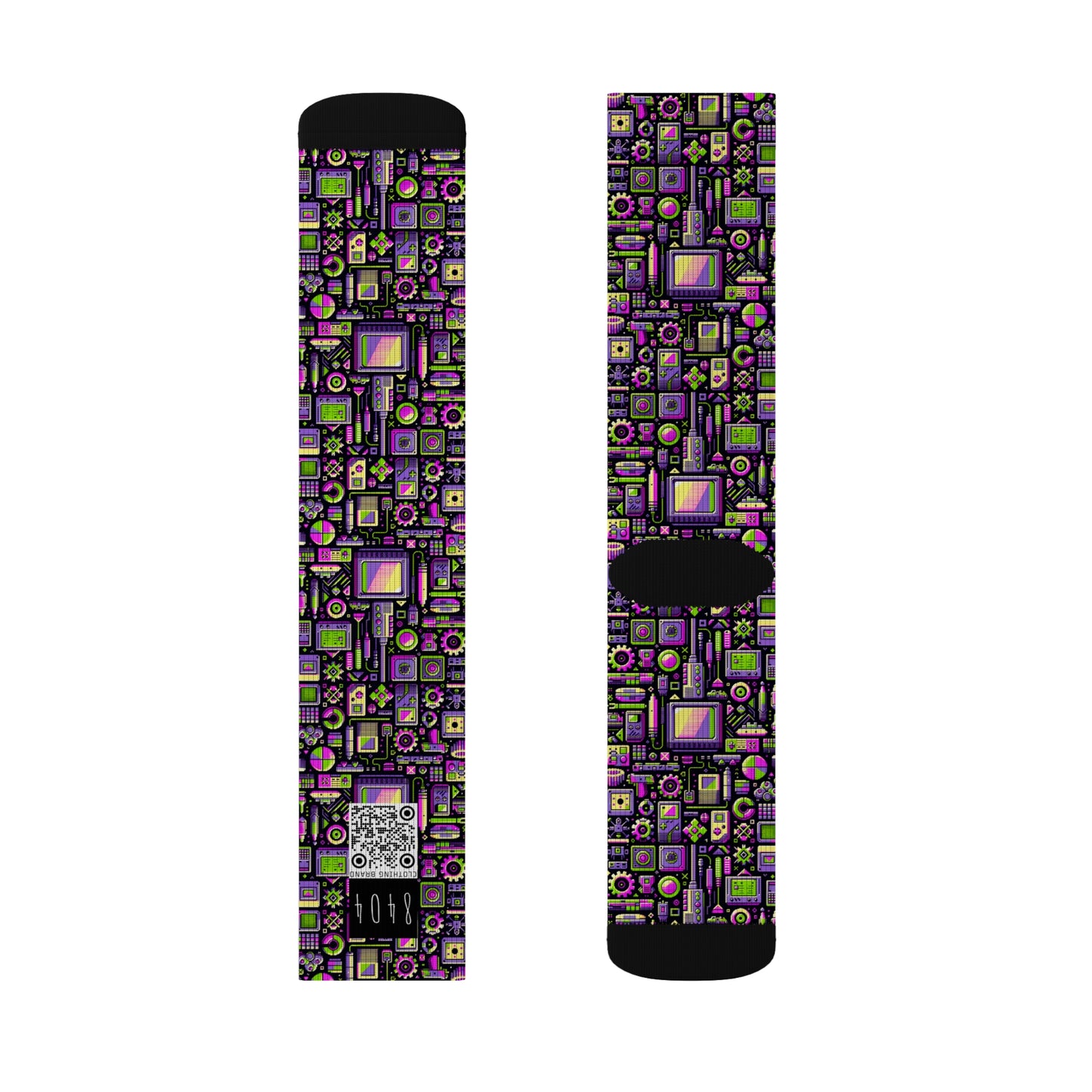Digital Nostalgia Remix Modern Vintage Fusion Sublimation Socks - 8404 Design-67