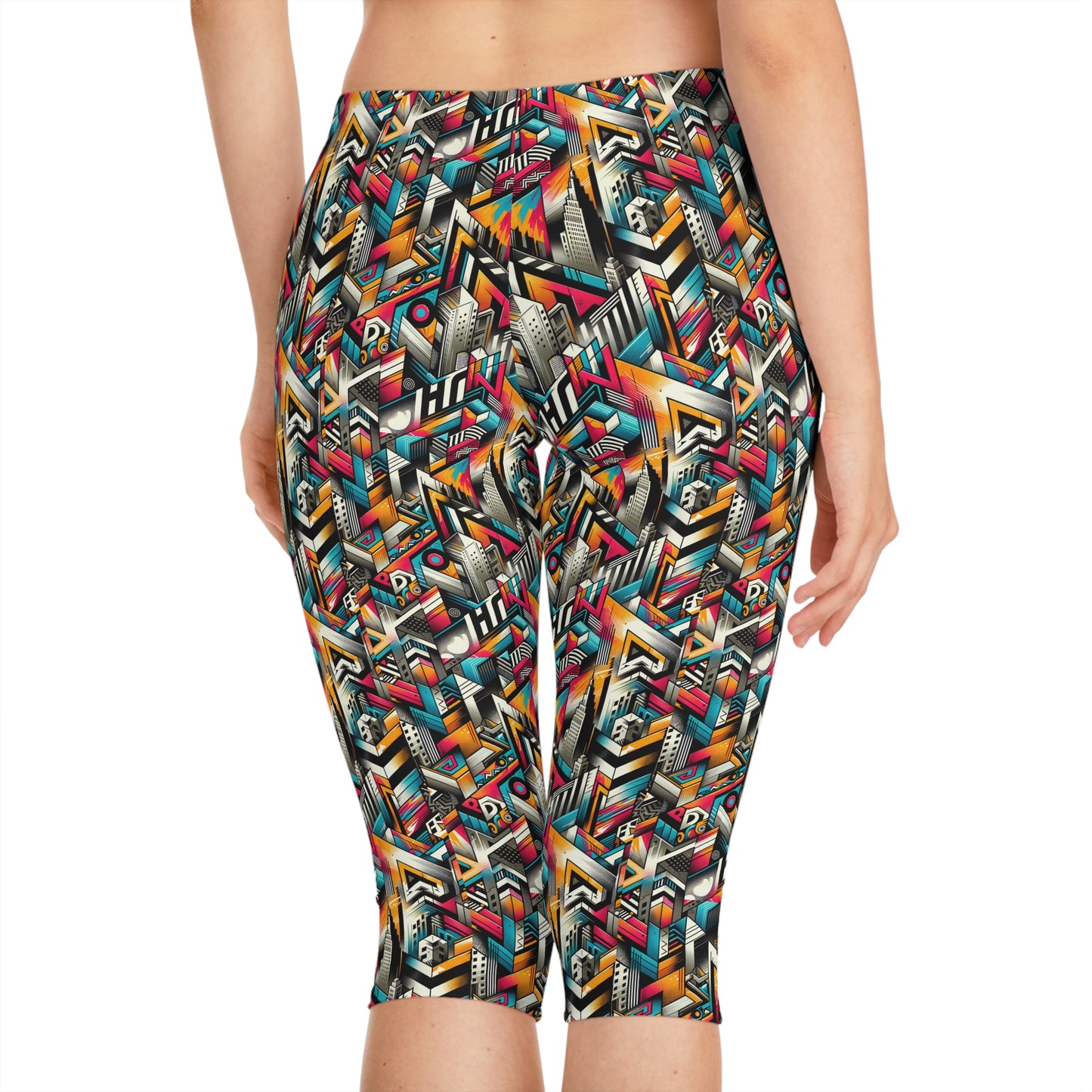 Graffiti Revival Urban Street Art Women's Capri Leggings - 8404 Design-62