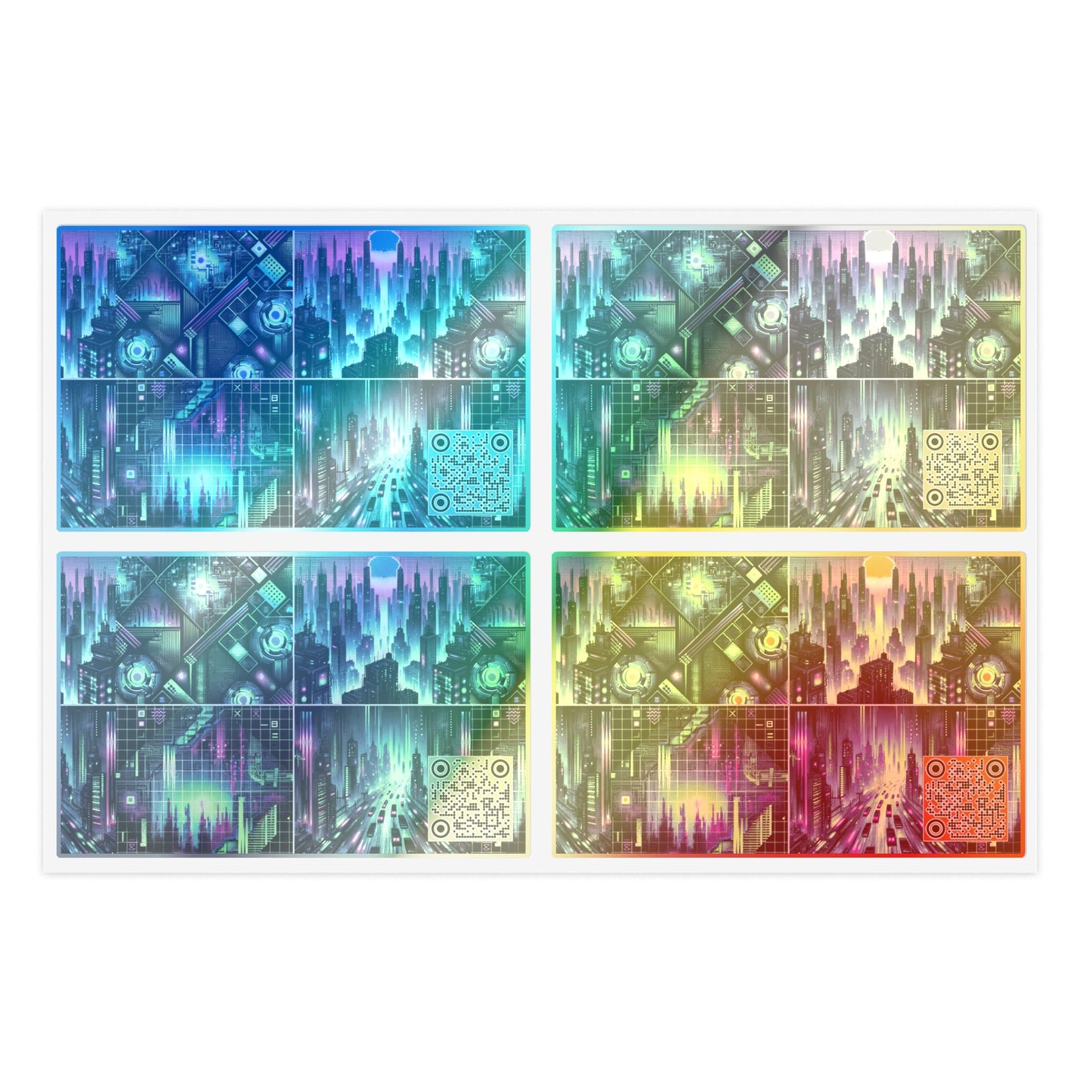 Tech Noir Aesthetics Tech-Forward Urban Dystopia Sticker Sheets - 8404 Design-54