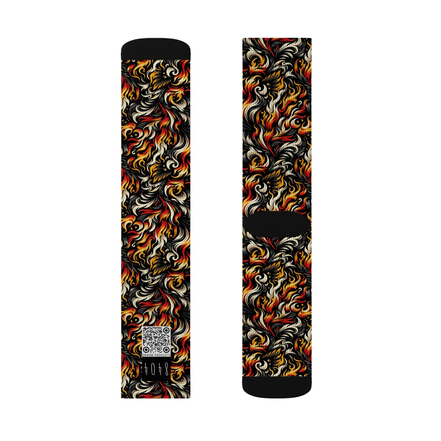 Fire & Flames Bold Streetwear Statement Sublimation Socks - 8404 Design-55