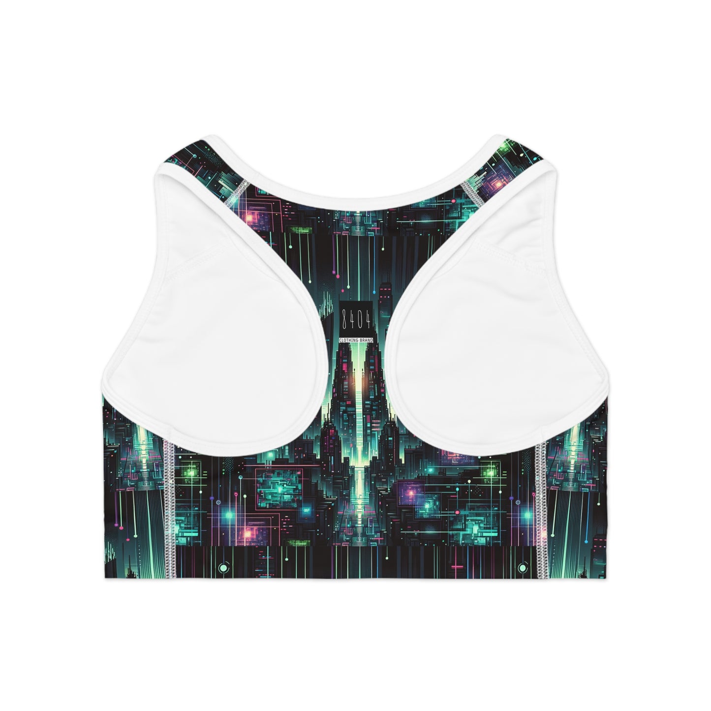 Tech Noir Graphics Cyberpunk Tech Aesthetic Sports Bra - 8404 Design-69