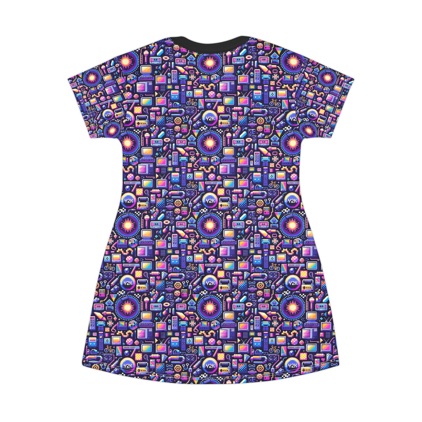 Digital Nostalgia Modern Retro Fusion T-Shirt Dress - 8404 Design-64