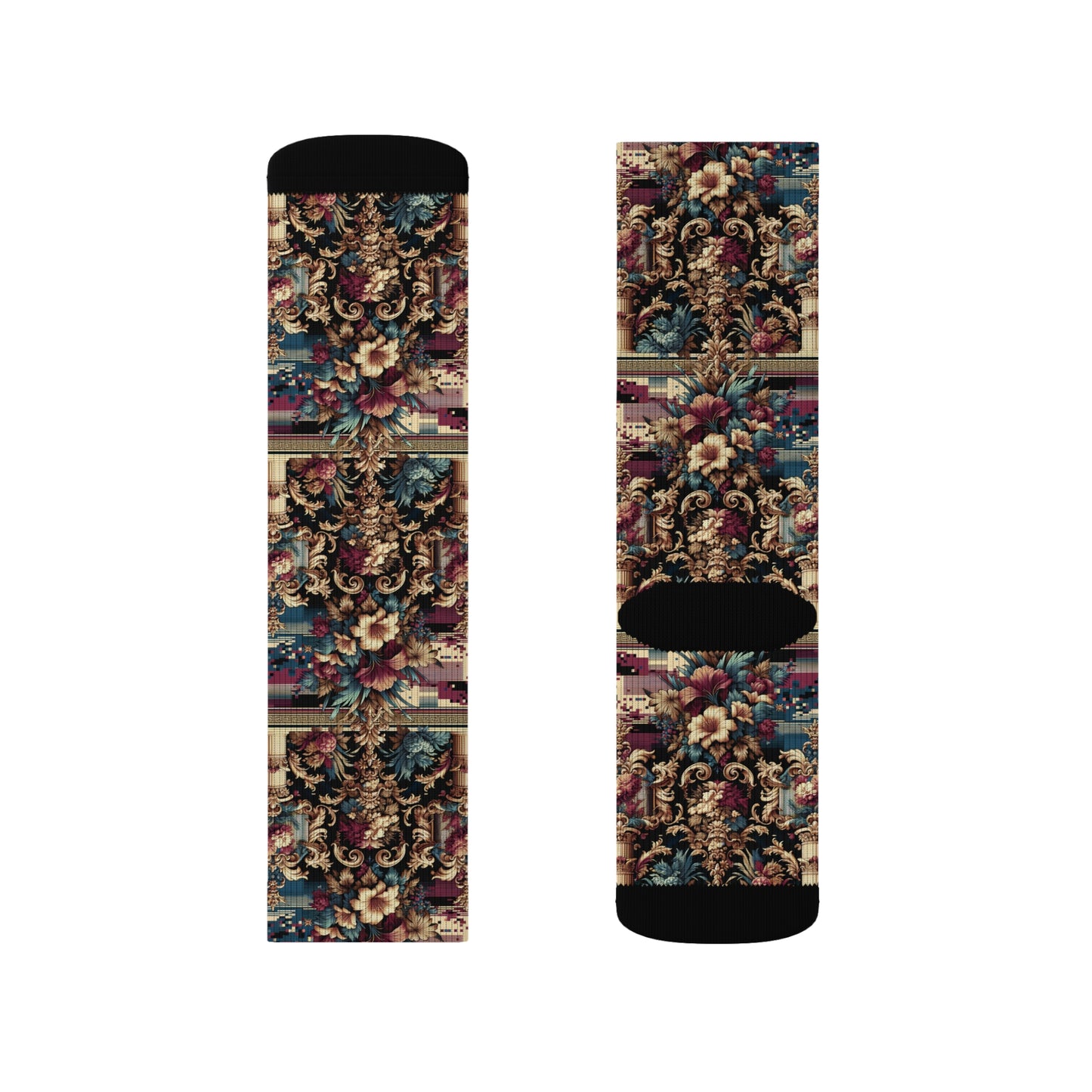 Digital Renaissance Modern Baroque Fusion Sublimation Socks - 8404 Design-58