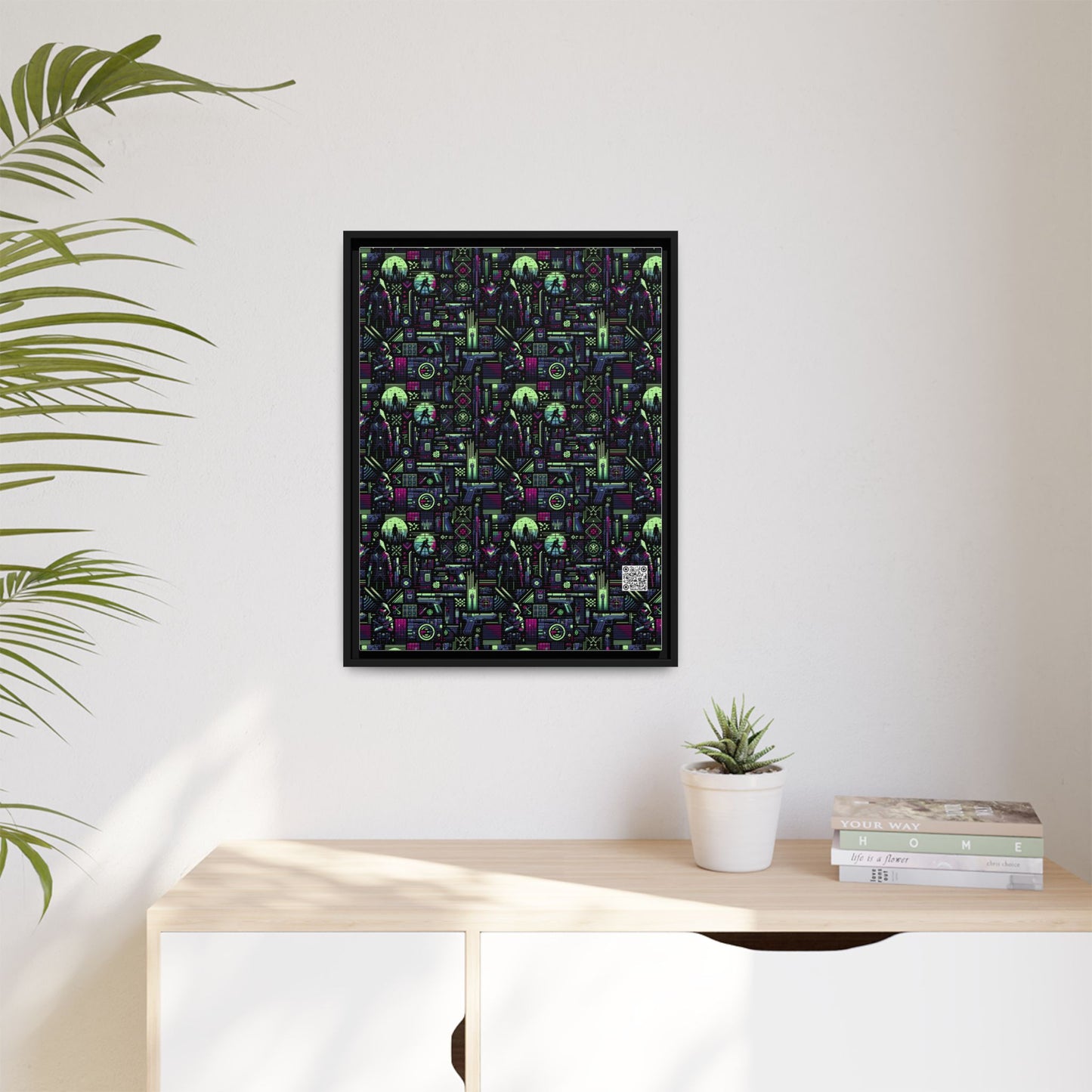 Tech Noir Futuristic Cyberpunk Matte Canvas, Framed (multi-Color) - 8404 Design-63 A