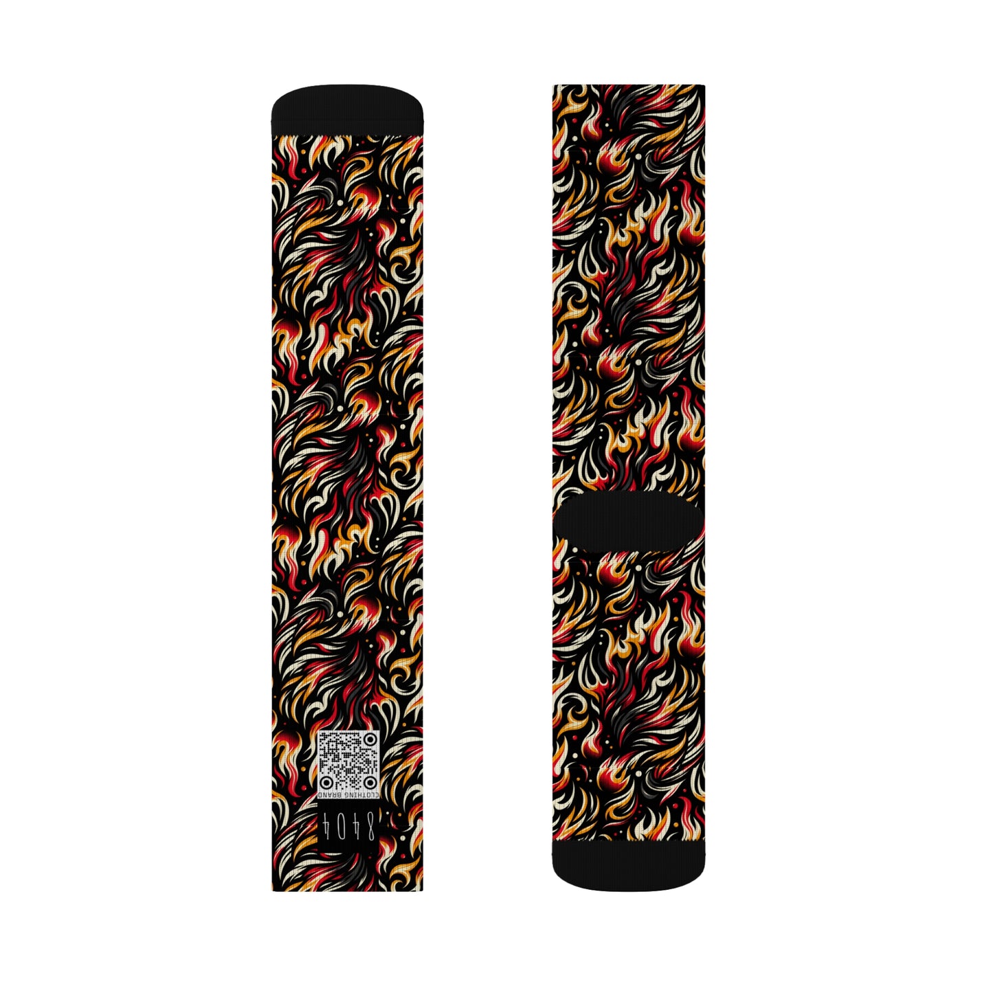 Fire & Flames Bold Streetwear Statement Sublimation Socks - 8404 Design-60
