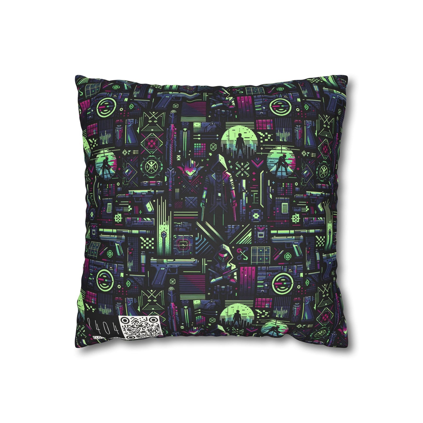 Tech Noir Futuristic Cyberpunk Faux Suede Square Pillowcase - 8404 Design-63
