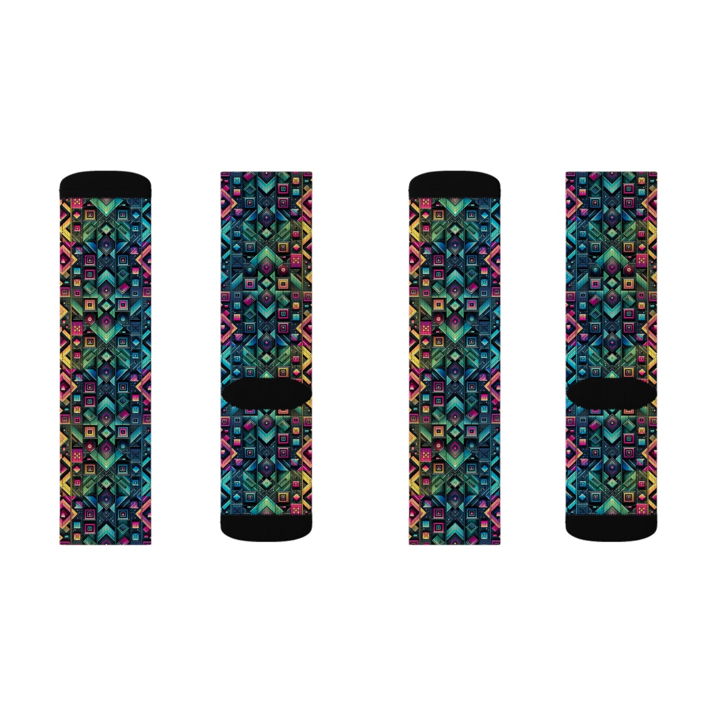 Tech-Inspired Graphics Cyberpunk Cool Sublimation Socks - 8404 Design-58